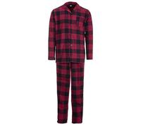 Henry Terre Herren Pyjama Kent mit Karo Muster Langarm Schlafanzug Baumwolle durchgeknöpft M-2XL Holzfäller-Look Tartan, Farbe:Bordeaux, Größe:XXL