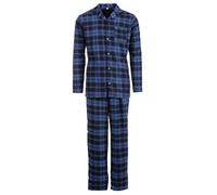 Henry Terre Herren Pyjama Kent mit Karo Muster Langarm Schlafanzug Baumwolle durchgeknöpft M-2XL Holzfäller-Look Tartan, Farbe:Navy, Größe:XL