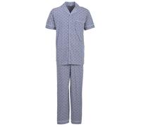 Henry Terre Herren Pyjama Zweige Muster Kurzarm Schlafanzug Set Baumwolle durchgeknöpft, Farbe:hellgrau, Größe:XL