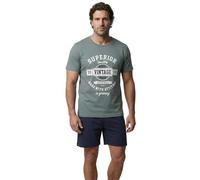 Henry Terre Herren Pyjama Set 2 TLG. Shorty Vintage Blaue Shorts Übergröße Baumwolle, Farbe:Grün, Größe:L