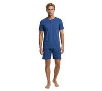 Henry Terre Herren Pyjama Set Kurz Shorty Robin Nightwear Schlafanzug M-5XL Baumwolle Shorts mit dezentem Print & unifarbenes Kurzarm-Shirt Sportliches Design, Farbe:blau, Größe:5XL