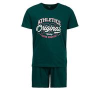 Henry Terre Herren Pyjama Shorty Athletics Original Schlafanzug M-5XL Baumwolle, Farbe:grün, Größe:L