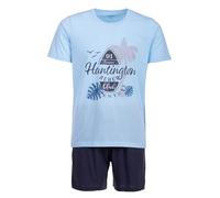 Henry Terre Herren Pyjama Shorty Beach 2 teiliges Set M-5XL Baumwolle Übergröße, Farbe:Hellblau, Größe:M