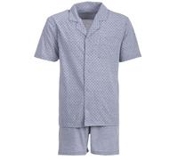 Henry Terre Herren Pyjama Shorty Karl mit Kreuz-Muster Schlafanzug Set M-5XL Baumwolle durchgeknöpft Shorts & Kurzarm-Shirt Elegantes Design Sommerschlafanzug, Farbe:hellgrau, Größe:M