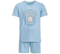 Henry Terre Herren Pyjama Shorty Paul Boston Schlafanzug Set M-5XL Baumwolle Shorts & Kurzarm-Shirt Sportliches Design Sommerschlafanzug, Farbe:hellblau, Größe:5XL