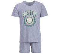 Henry Terre Herren Pyjama Shorty Paul Boston Schlafanzug Set M-5XL Baumwolle Shorts & Kurzarm-Shirt Sportliches Design Sommerschlafanzug, Farbe:hellgrau, Größe:L