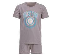 Henry Terre Herren Pyjama Shorty Paul Boston Schlafanzug Set M-5XL Baumwolle Shorts & Kurzarm-Shirt Sportliches Design Sommerschlafanzug, Farbe:Khaki, Größe:3XL