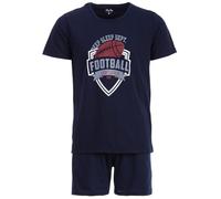 Henry Terre Herren Pyjama Shorty Paul Football Schlafanzug Set M-5XL Baumwolle Shorts & Kurzarm-Shirt Sportliches Design Sommerschlafanzug, Farbe:Navy, Größe:4XL