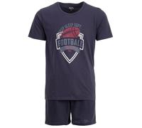Henry Terre Herren Pyjama Shorty Paul Football Schlafanzug Set M-5XL Baumwolle Shorts & Kurzarm-Shirt Sportliches Design Sommerschlafanzug, Farbe:anthrazit, Größe:L