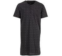 Henry Terre Nachthemd Herren Kurzarm Brusttasche Rundhals Knopfleiste M-XXL Schlafshirt, Farbe:anthrazit, Größe:M