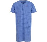 Henry Terre Nachthemd Herren Kurzarm Brusttasche Rundhals Knopfleiste M-XXL Schlafshirt, Farbe:blau, Größe:M