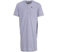 Henry Terre Nachthemd Herren Kurzarm Brusttasche Rundhals Knopfleiste M-XXL Schlafshirt, Farbe:grau, Größe:L