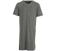 Henry Terre Nachthemd Herren Kurzarm Brusttasche Rundhals Knopfleiste M-XXL Schlafshirt, Farbe:grau, Größe:XL