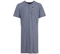Henry Terre Nachthemd Herren Kurzarm Brusttasche Rundhals Knopfleiste M-XXL Schlafshirt, Farbe:hellgrau, Größe:M