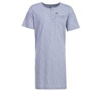 Henry Terre Nachthemd Herren Kurzarm Cross-Over Brusttasche Knopfleiste Größe M-3XL, Farbe:hellgrau, Größe:L