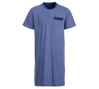 Henry Terre Nachthemd Herren Kurzarm Diamond Flower Brusttasche Knopfleiste Größe M-3XL, Farbe:blau, Größe:L