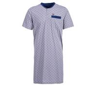Henry Terre Nachthemd Herren Kurzarm Diamond Flower Brusttasche Knopfleiste Größe M-3XL, Farbe:grau, Größe:XL