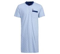 Henry Terre Nachthemd Herren Kurzarm Diamond Flower Brusttasche Knopfleiste Größe M-3XL, Farbe:hellblau, Größe:M