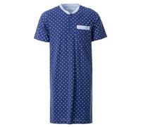Henry Terre Nachthemd Herren Kurzarm Diamond Flower Brusttasche Knopfleiste Größe M-3XL, Farbe:Navy, Größe:L