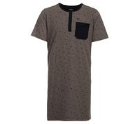 Henry Terre Nachthemd Herren Kurzarm Kreuz Brusttasche Knopfleiste Größe M-3XL, Farbe:Olive, Größe:XXL