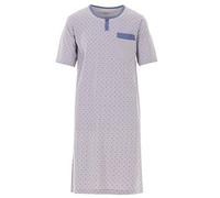Henry Terre Nachthemd Herren Kurzarm Punkte Brusttasche Loungewear Rundhals Knopf Größen M-3XL, Farbe:grau, Größe:3XL