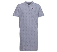 Henry Terre Nachthemd Herren Kurzarm Raute Brusttasche Knopfleiste Größe M-3XL, Farbe:hellgrau, Größe:L