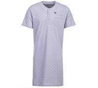 Henry Terre Nachthemd Herren Kurzarm Zacken Brusttasche Knopfleiste Größe M-3XL, Farbe:hellgrau, Größe:XL