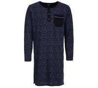 Henry Terre Nachthemd Herren Langarm Doodle-Design Brusttasche Knopfleiste Größe M-3XL, Farbe:anthrazit, Größe:XL