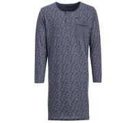 Henry Terre Nachthemd Herren Langarm Doodle-Design Brusttasche Knopfleiste Größe M-3XL, Farbe:grau, Größe:3XL