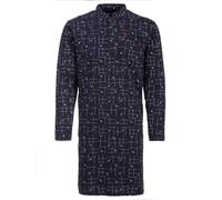 Henry Terre Nachthemd Herren Langarm Gitterlinien Muster Brusttasche Knopfleiste Größe M-3XL, Farbe:Anthrazit, Größe:XL