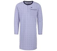 Henry Terre Nachthemd Herren Langarm Lilie Allover Muster Brusttasche Knopfleiste M-2XL, Farbe:grau, Größe:XL