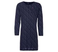 Henry Terre Herren Nachthemd Langarm Schlafshirt mit Brusttasche und Knopfleiste, Farbe:Navy, Größe:3XL