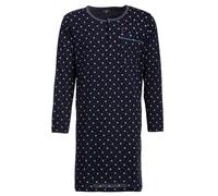 Henry Terre Nachthemd Herren Langarm - Square & Dots Brusttasche Knopfleiste Größe M-3XL, Farbe:Navy, Größe:XL