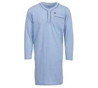 Henry Terre Nachthemd Herren Langarm Unifarben Brusttasche Knopfleiste Größe M-3XL, Farbe:Hellblau, Größe:M