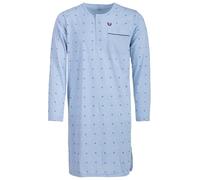 Henry Terre Nachthemd Herren Langarm Wave Design Brusttasche Knopfleiste Größe M-3XL, Farbe:hellblau, Größe:XL