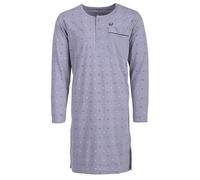 Henry Terre Nachthemd Herren Langarm Wave Design Brusttasche Knopfleiste Größe M-3XL, Farbe:hellgrau, Größe:XL