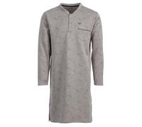 Henry Terre Nachthemd Thermo Herren Langarm Lines Design Brusttasche Knopfleiste Größe M-3XL, Farbe:Olive, Größe:3XL