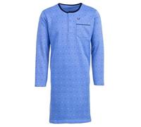 Henry Terre Nachthemd Thermo Herren Langarm Wave Design Brusttasche Knopfleiste Größe M-3XL, Farbe:hellblau, Größe:3XL