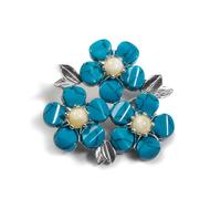 HENRYKA Vergissmeinnicht Brosche aus 925er Sterlingsilber, Türkis, baltischer Bernstein, Blumen-Anstecknadel, Geschenke für Sie, Edelstein, Silber, Sterlingsilber, Sterlingsilber