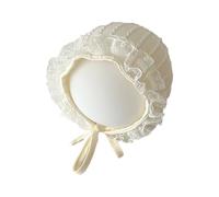 HEOXIN Baby Girl Lace Floral Bonnet Hat, Kleinkind Sommer Strand Hut Gerippt Atmungsaktiv Sonnenhut, Prinzessin Ohrenschutz Bonnet Cap mit Verstellbarem Kinnriemen für 3-18 Monate, Weiß