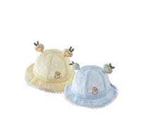 HEOXIN Säugling Baby Junge Mädchen Spitze Sonnenhut, Kleinkind Sommer Strand Hut mit Kaninchen Print, Prinzessin Ohr Schutz Bonnet Cap mit verstellbarem Kinnriemen für 6 Monate-2 Jahre, 1 Stil,Gelb