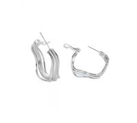 HEOXIN Versilberte Ohrringe für Damen, funkelnd, unregelmäßiges Wellenmuster, Ohrhänger, polierte Oberfläche, Schmuckgeschenke Hypoallergen Vintage Hochzeit Modeschmuck Valentinstag Mädchen, Silber