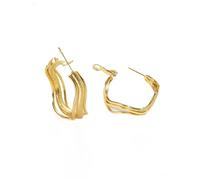 HEOXIN Versilberte Ohrringe für Damen, funkelnd, unregelmäßiges Wellenmuster, Ohrhänger, polierte Oberfläche, Schmuckgeschenke Hypoallergen Vintage Hochzeit Modeschmuck Valentinstag Mädchen, Gold