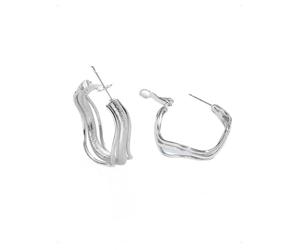 HEOXIN Versilberte Ohrringe für Damen, funkelnd, unregelmäßiges Wellenmuster, Ohrhänger, polierte Oberfläche, Schmuckgeschenke Hypoallergen Vintage Hochzeit Modeschmuck Valentinstag Mädchen, Silber