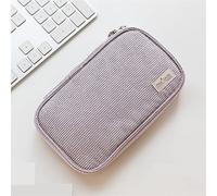 HEPPPP Kordsamt Pan Case Pen Pencil Bag Flat Open Multi Pocket Aufbewahrungstasche Handtasche for Schreibwaren Schulreisen Mäppchen Federmäppchen (Color : Purple Gray)