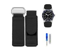 HEPUP 22 mm 24 mm Nylon Uhrenarmband für Seiko Tudor Rolex BR Klettverschluss Sport Armband Stahlschnalle NATO Armband Schwarz Blau, 22 mm, Achat