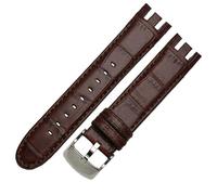HEPUP Echtes Leder Uhrenarmband Für Swatch YRS403 412 402G Uhrenarmband 21mm Uhrenarmband Männer Gebogene Ende Uhren armband, 21 mm, Achat