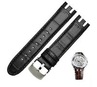 HEPUP Echtes Leder Uhrenarmband Für Swatch YRS403 412 402G Uhrenarmband 21mm Uhrenarmband Männer Gebogene Ende Uhren armband, 21 mm, Achat