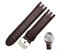 HEPUP Echtes Leder Uhrenarmband Für Swatch YRS403 412 402G Uhrenarmband 21mm Uhrenarmband Männer Gebogene Ende Uhren armband, 21 mm, Achat
