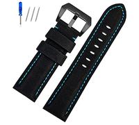 HEPUP Für Panerai PAM441/01661 armband Leder Sport Uhrenarmband Schwarz Blau Uhrenarmband Zubehör Armbänder 22mm 24mm 26mm, 24 mm, Achat